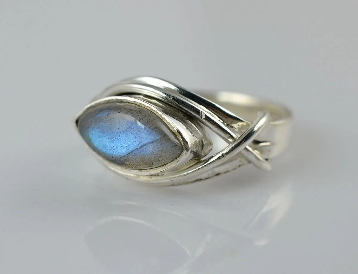 Labradorite 925 Solid Sterling Silve Handmade Ring Size 3 - 13 US