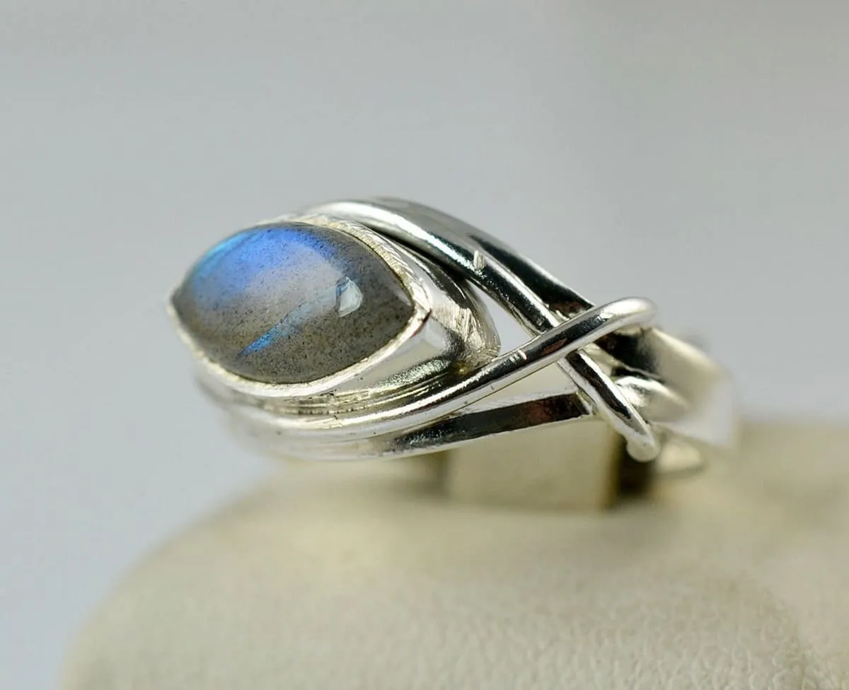 Labradorite 925 Solid Sterling Silve Handmade Ring Size 3 - 13 US