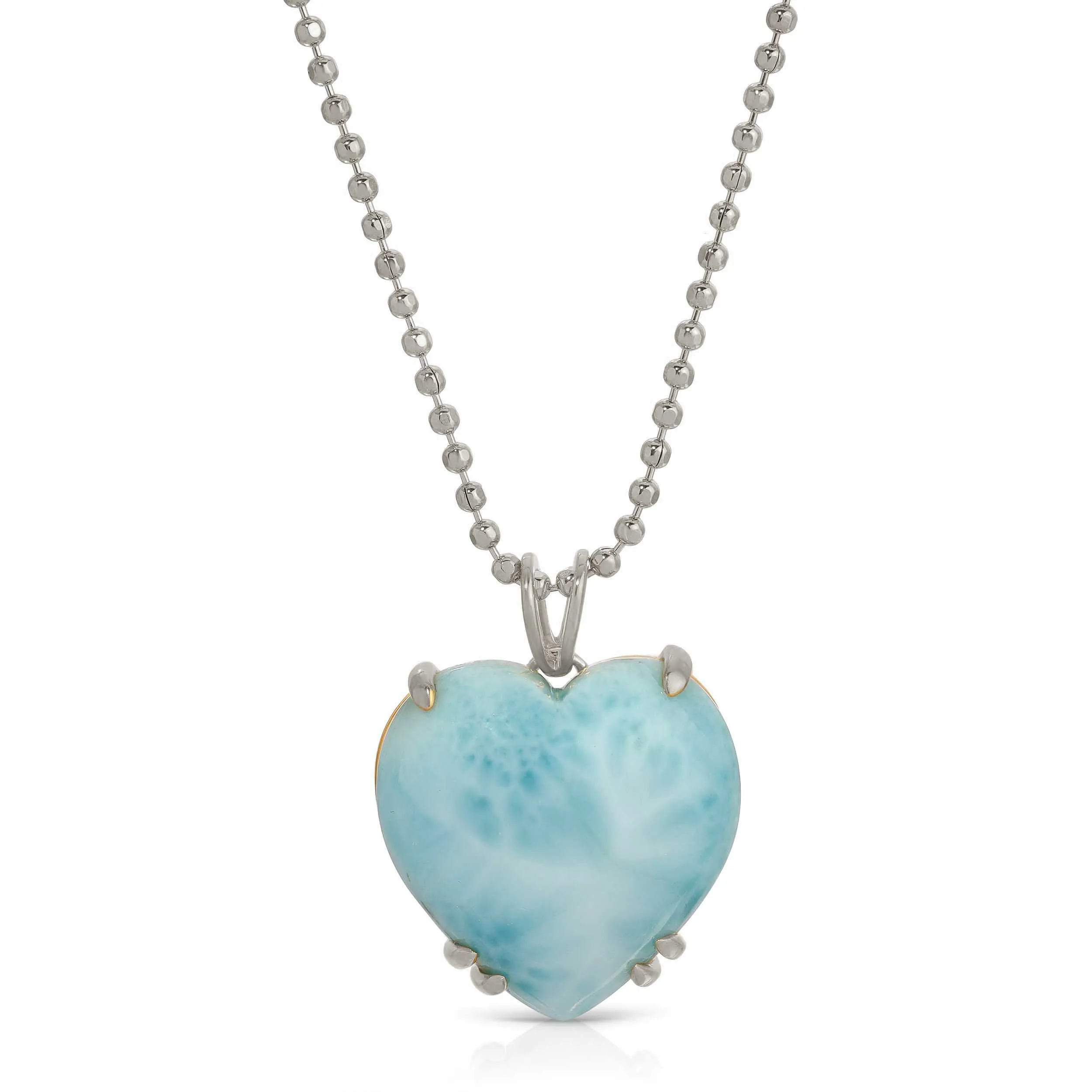 Larimar Puffy Heart Necklace