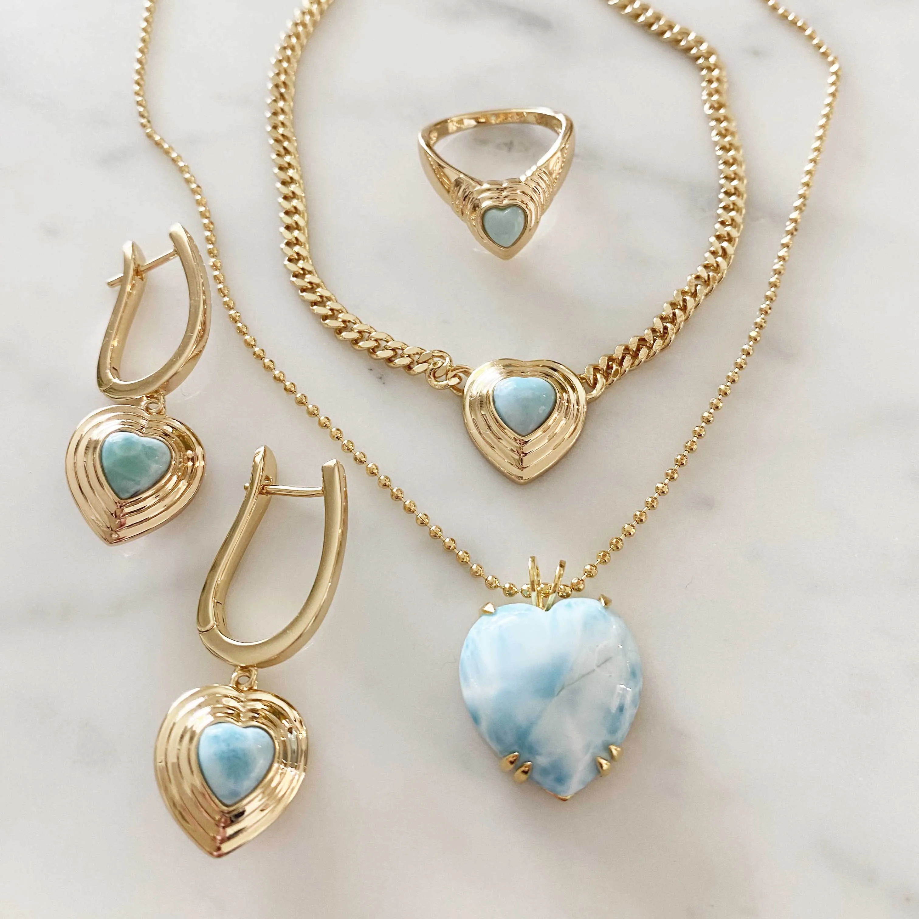 Larimar Puffy Heart Necklace