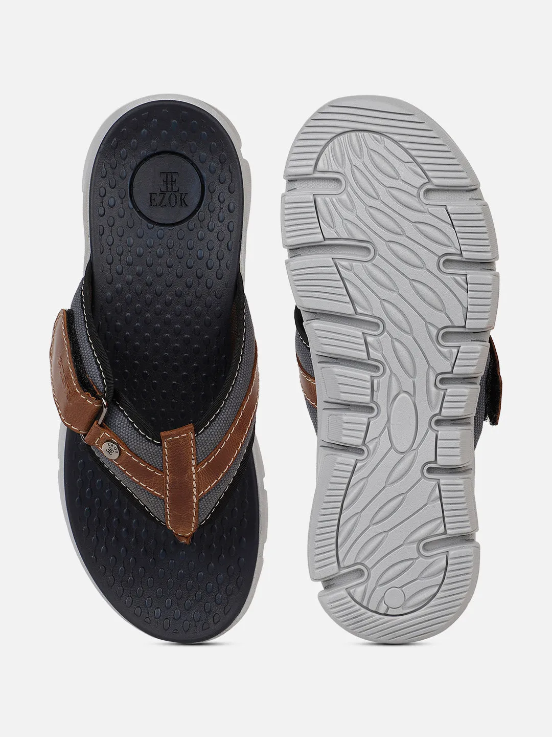 Leather flipflops for men (brown)