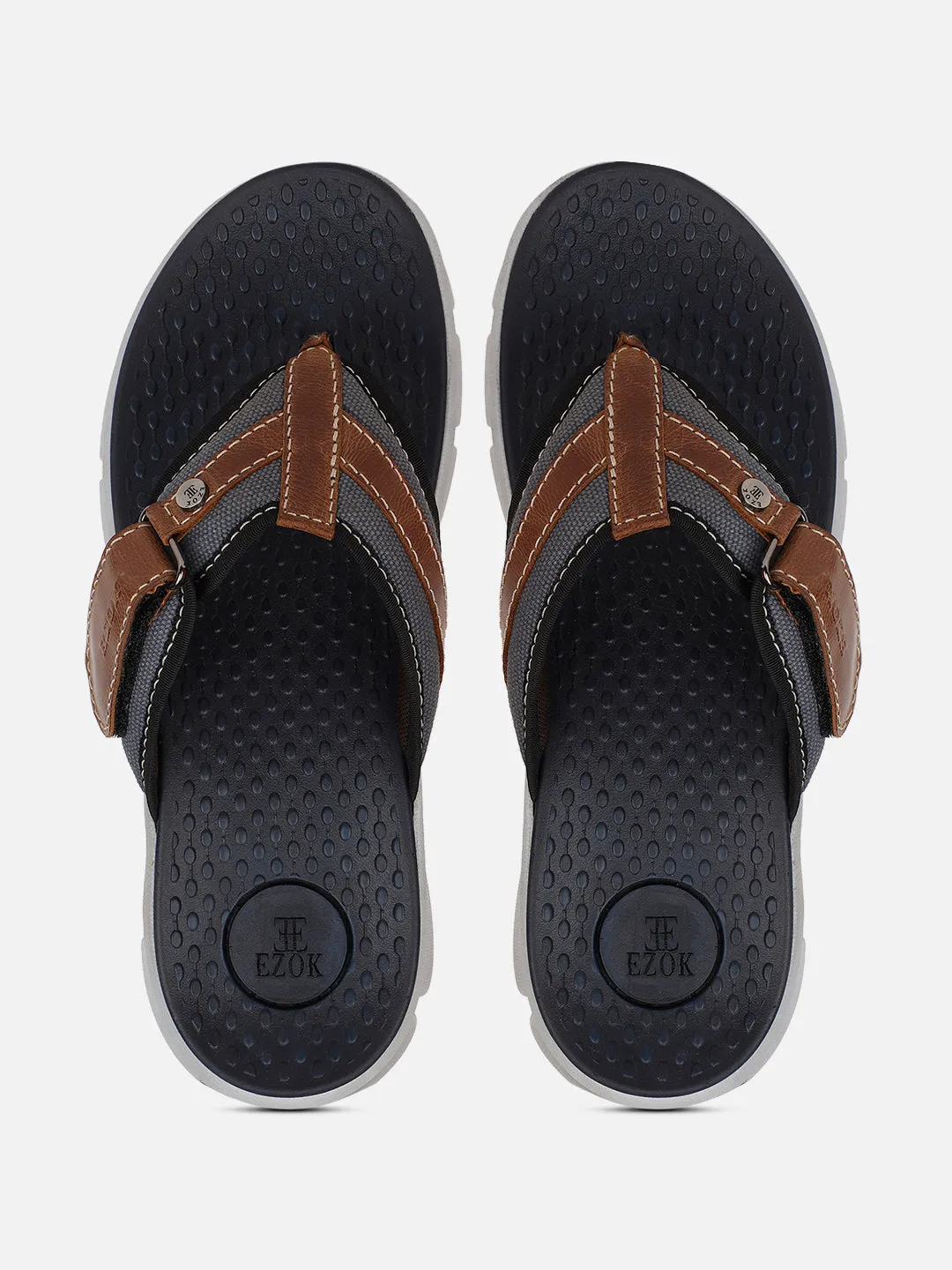 Leather flipflops for men (brown)