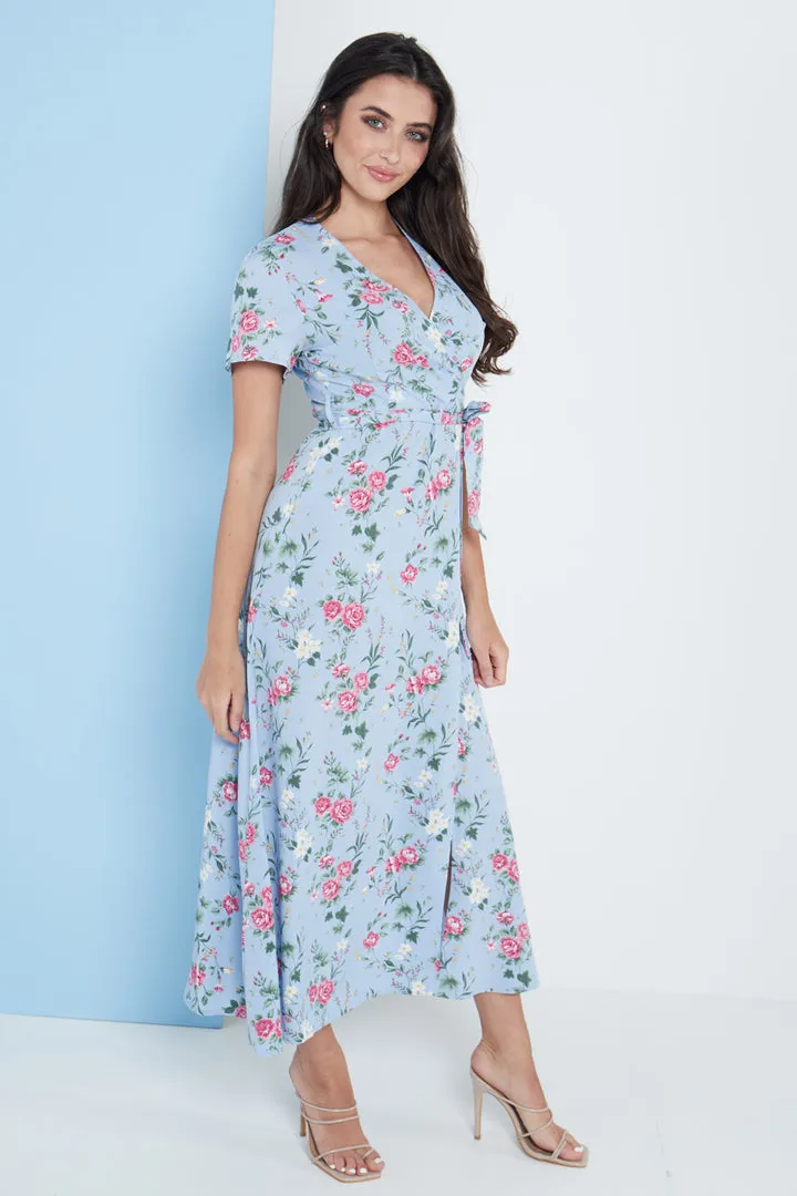 Lilura London Wrap Front Maxi Dress In Floral Print