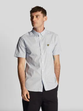 Lyle & Scott Slim Fit SS Gingham Shirt/Light Blue - New S24