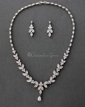 Marquise Leaf Bridal Necklace and Earrings