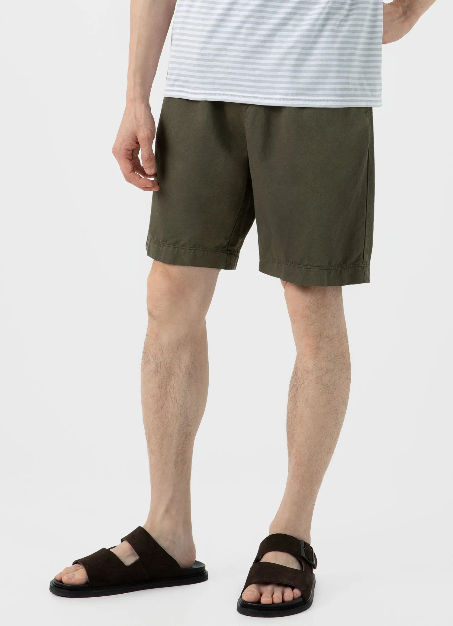 Men's Cotton Linen Drawstring Shorts in Khaki