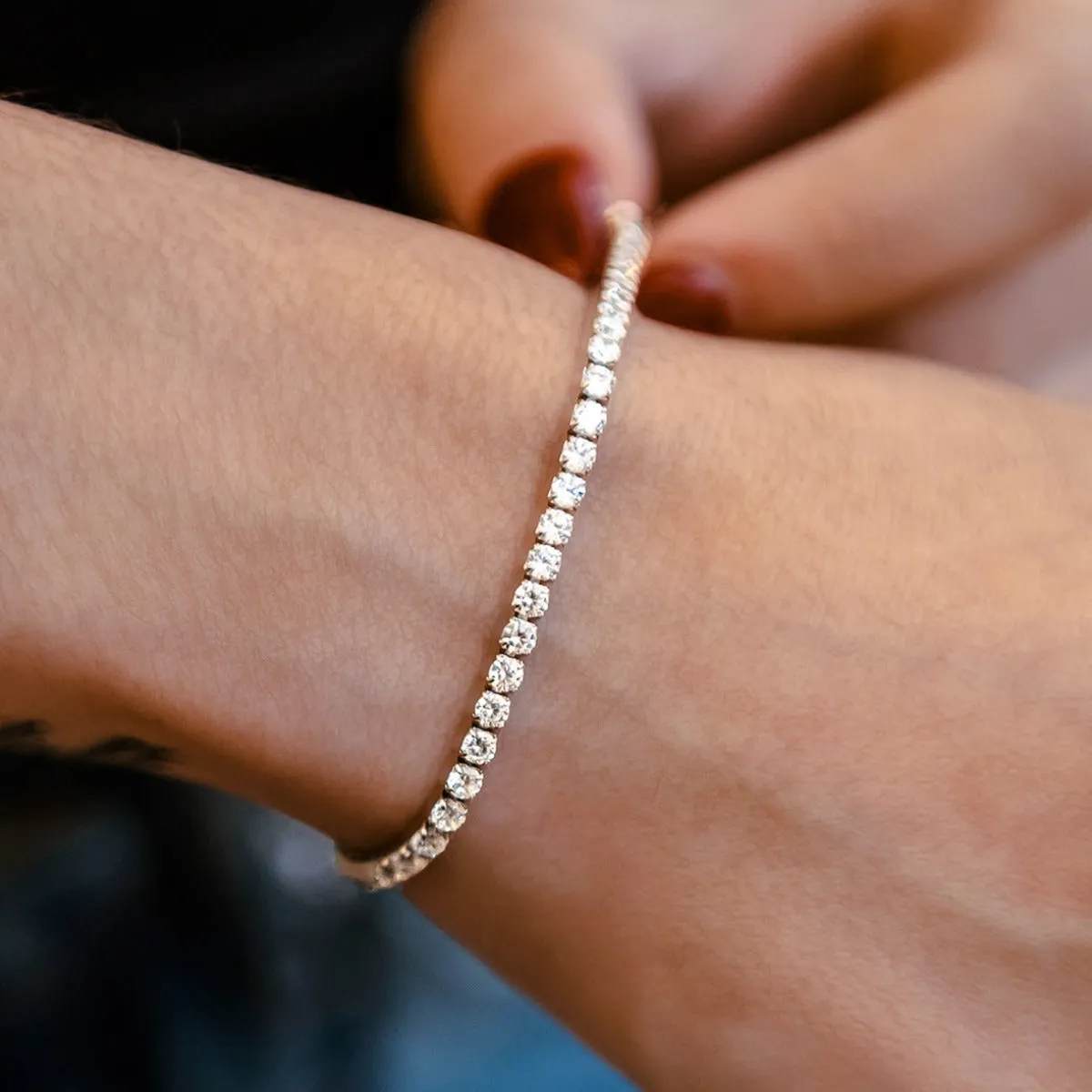 Micro Tennis Bracelet in White Gold