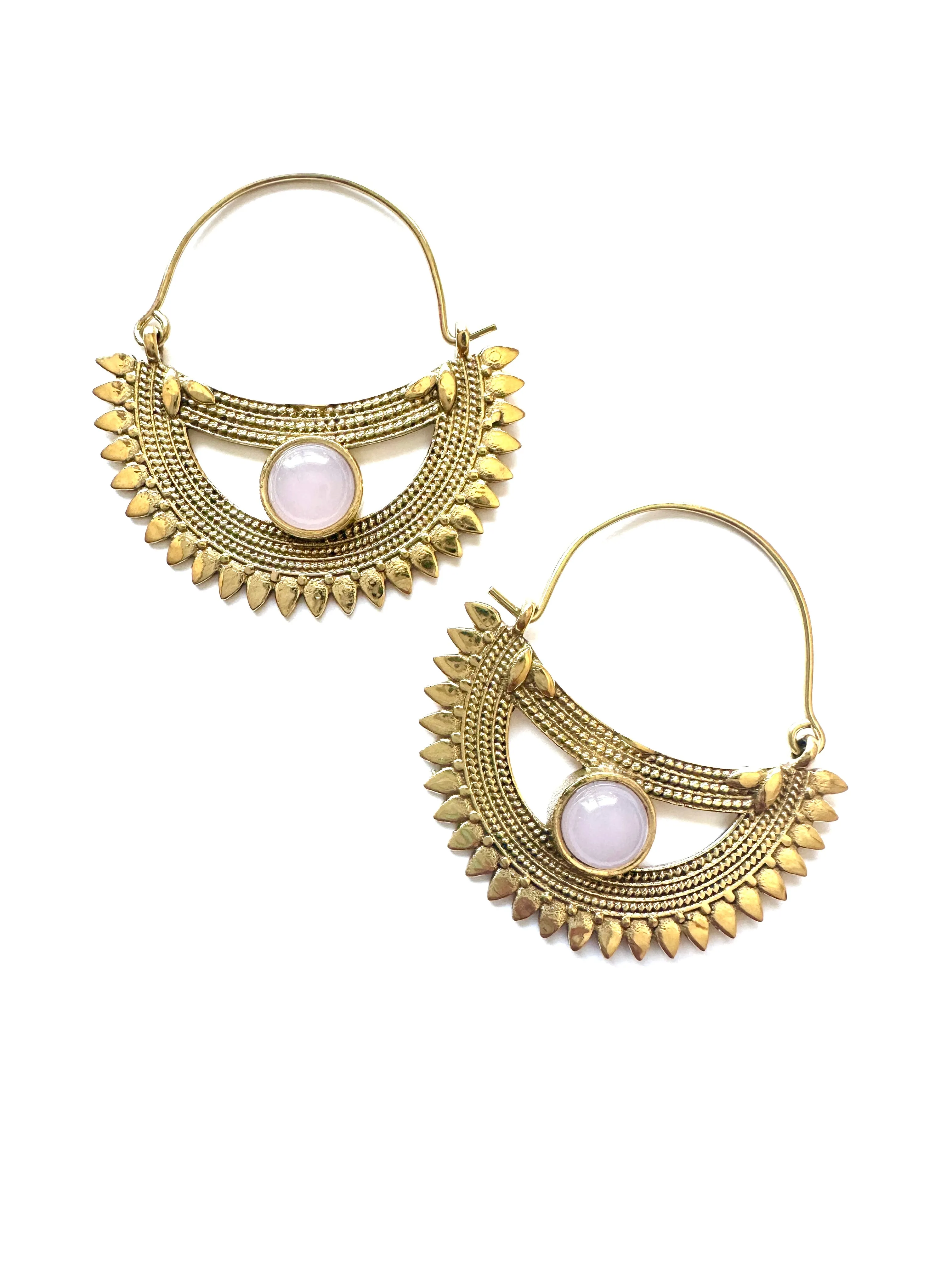 Mila Rose Quartz Brass Earring