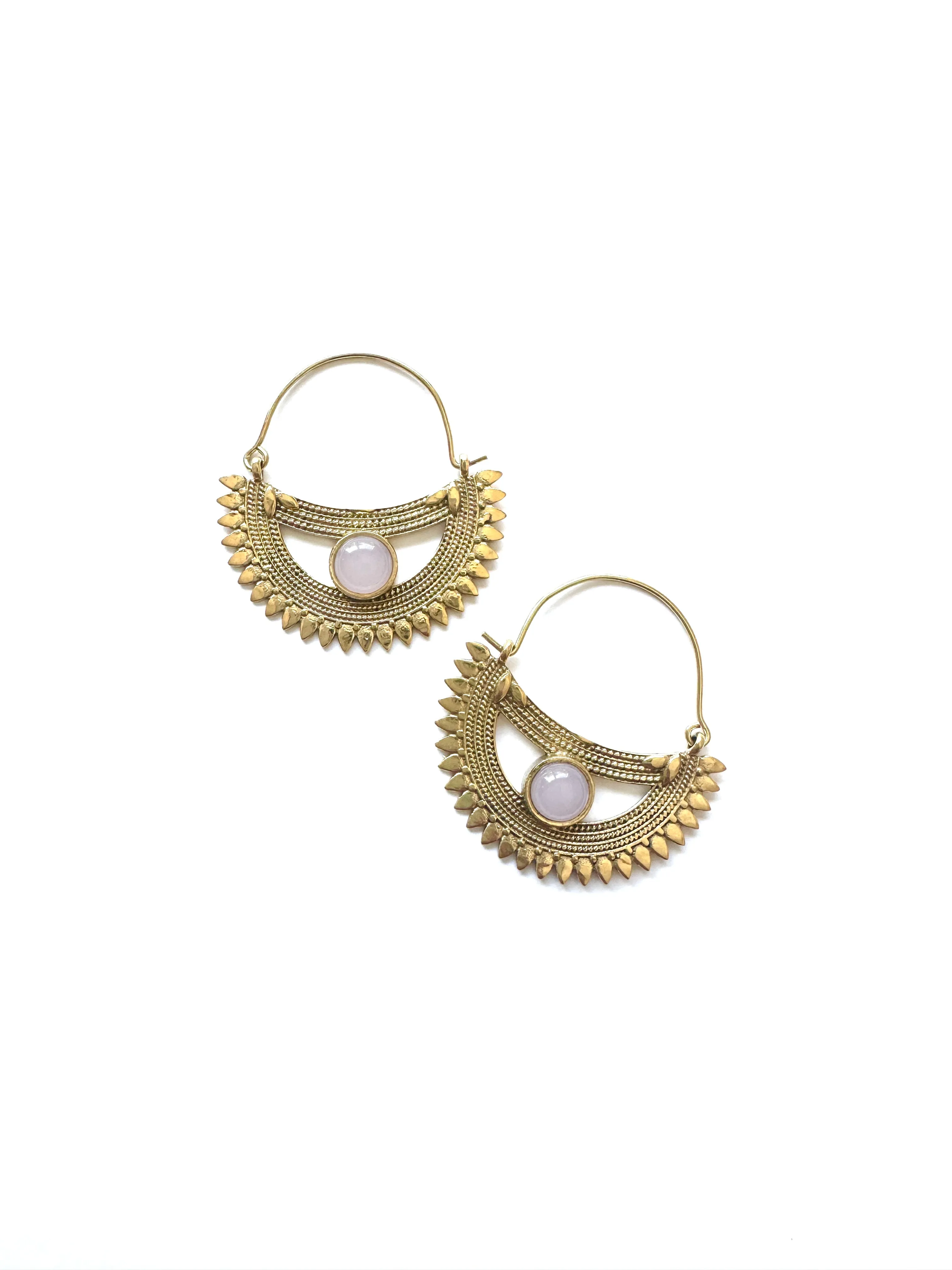 Mila Rose Quartz Brass Earring