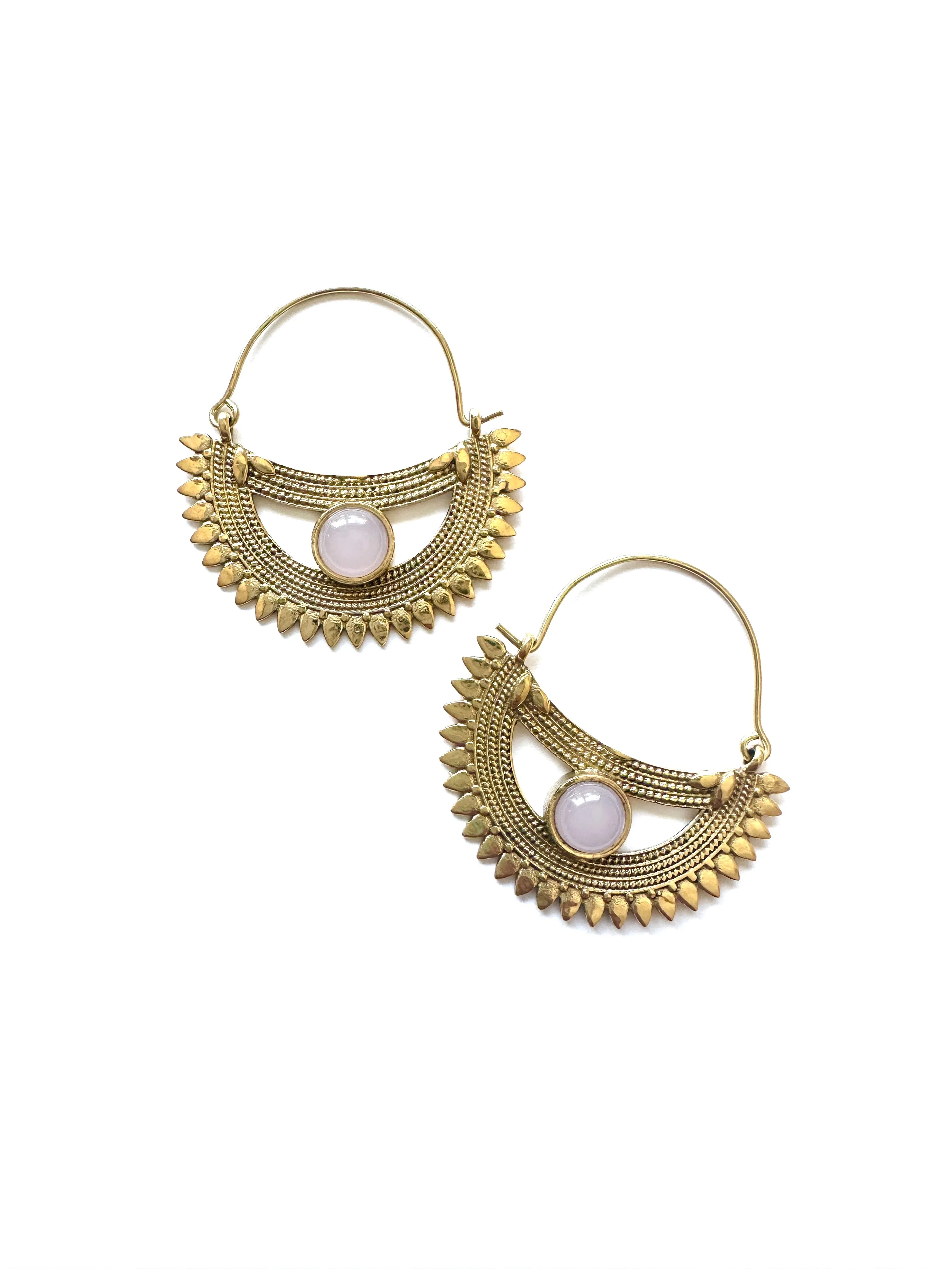 Mila Rose Quartz Brass Earring