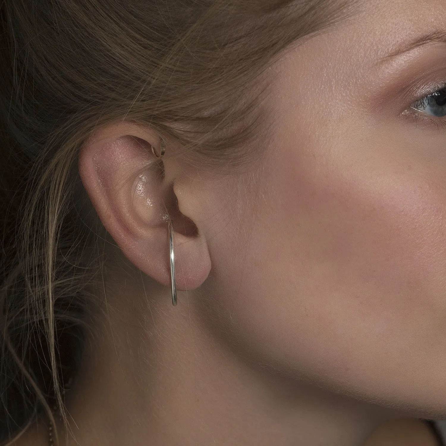 Minimalist Ear Suspension Hoop, Gold, Rose Gold, or Silver