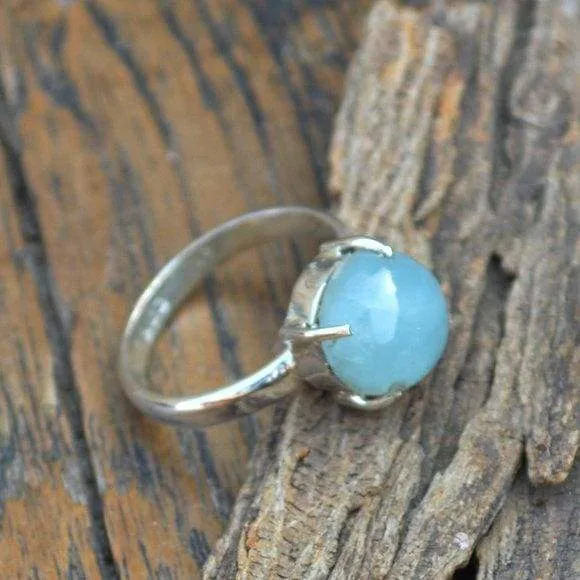 Natural Aquamarine Prong Work Ring ,925 Sterling Silver Aquamarine Ring, Aquamarine Jewelry, Nickel Free, Aqua Jewelry