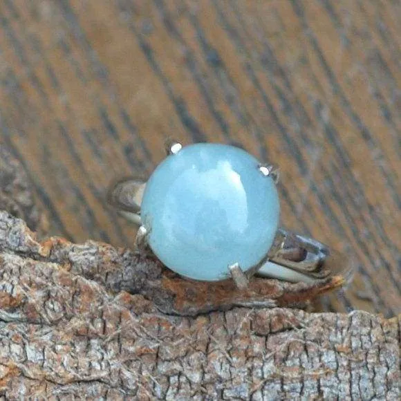 Natural Aquamarine Prong Work Ring ,925 Sterling Silver Aquamarine Ring, Aquamarine Jewelry, Nickel Free, Aqua Jewelry