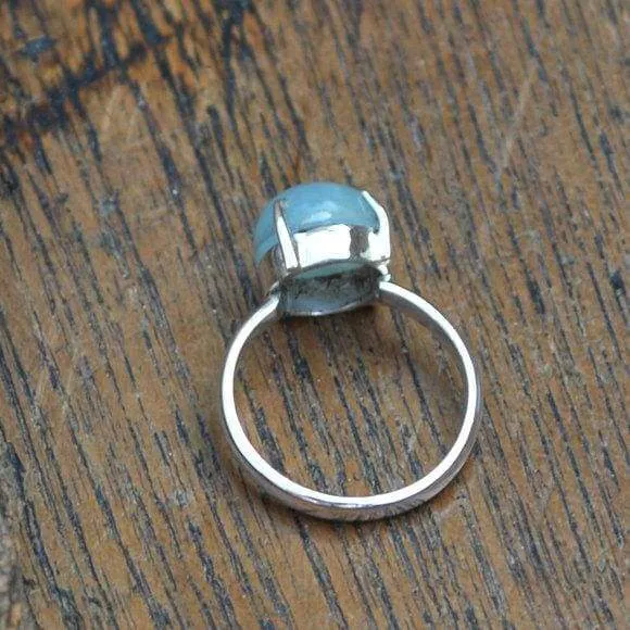 Natural Aquamarine Prong Work Ring ,925 Sterling Silver Aquamarine Ring, Aquamarine Jewelry, Nickel Free, Aqua Jewelry