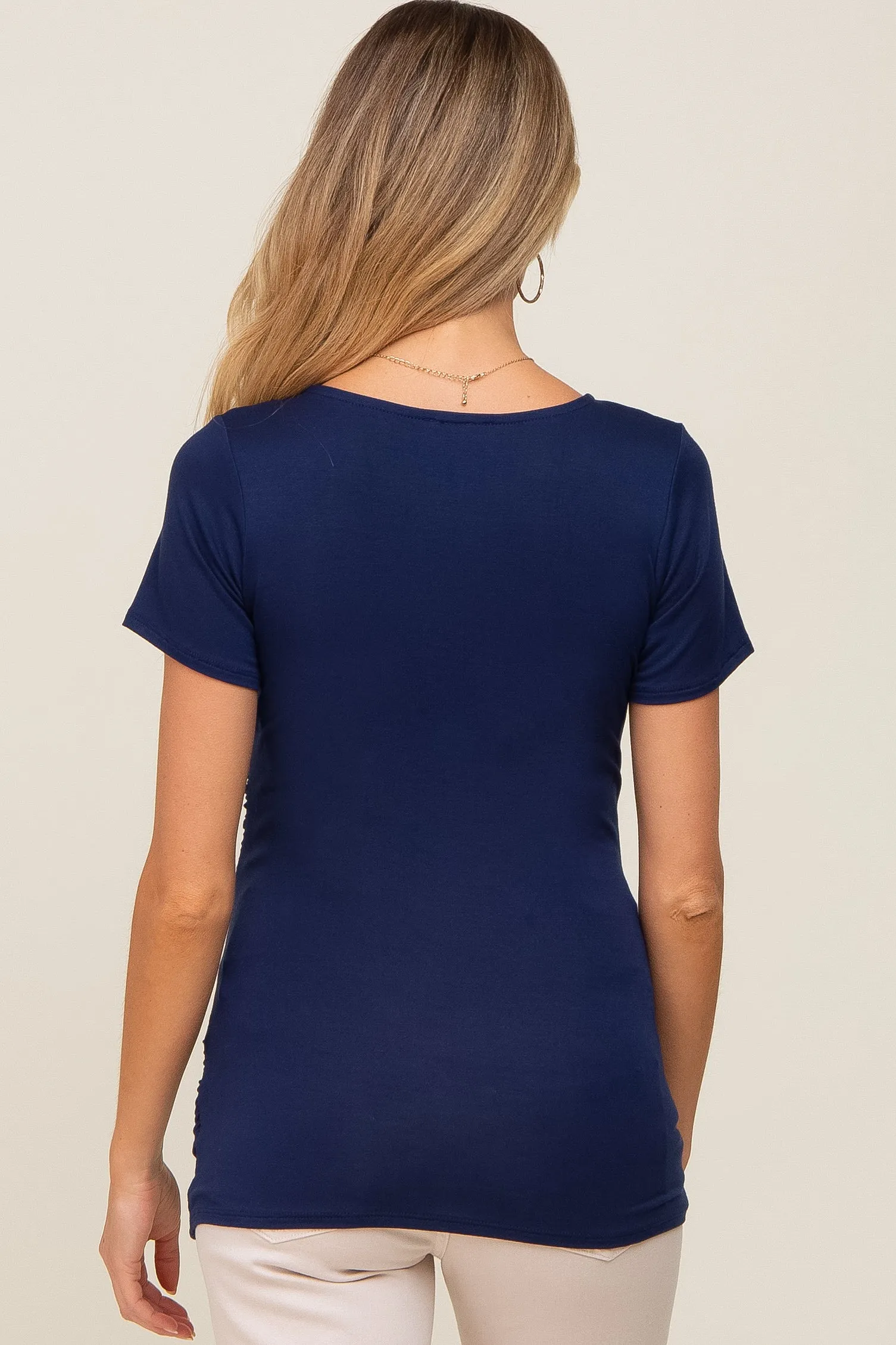 Navy Wrap Front Maternity/Nursing Top