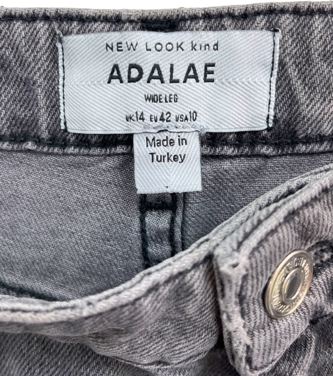 New Look Kind Grey ADALAE Wide Leg Jeans UK 14 Short