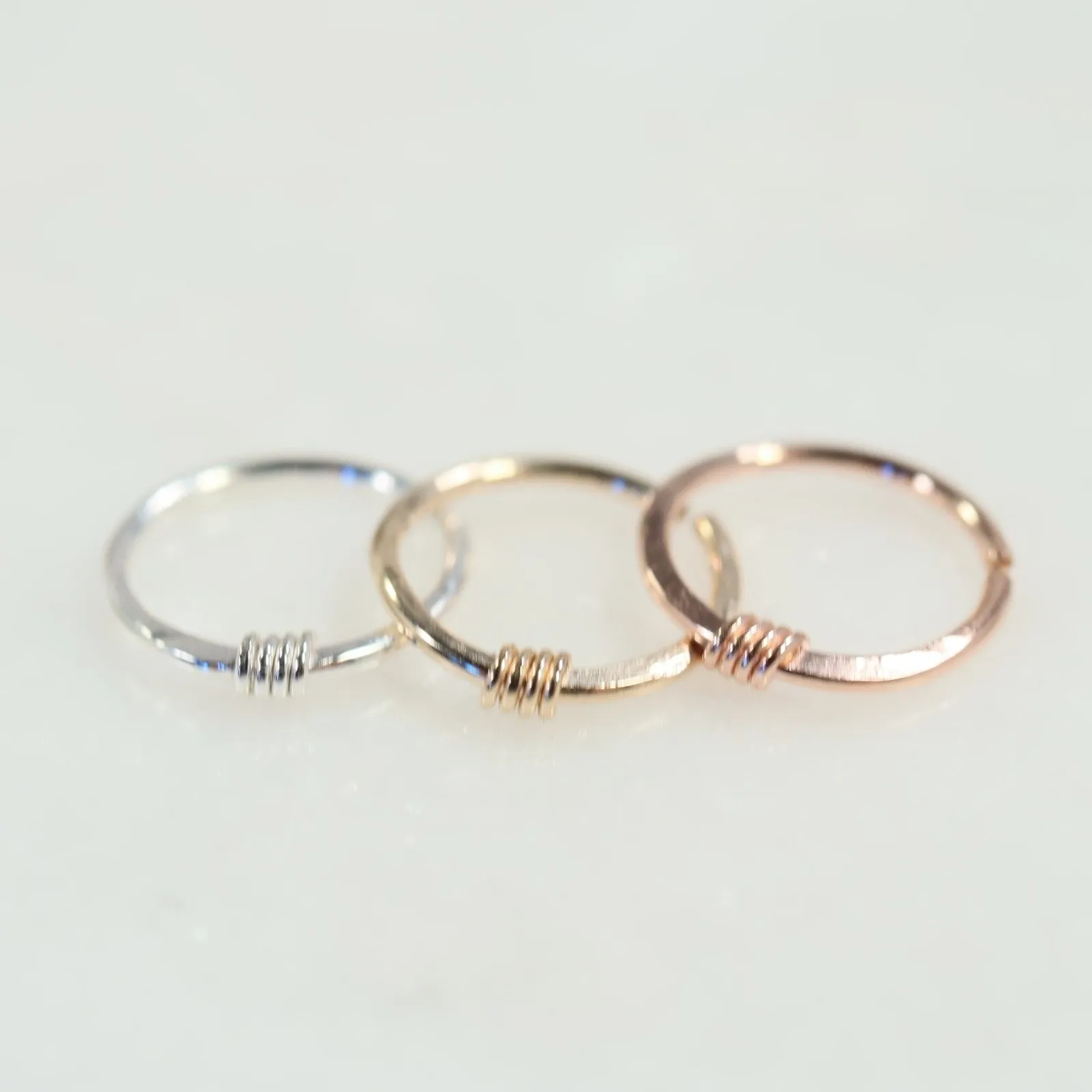 Nose Ring Endless Hammered & Wrapped- Choose Your Metal, Choose Your Size