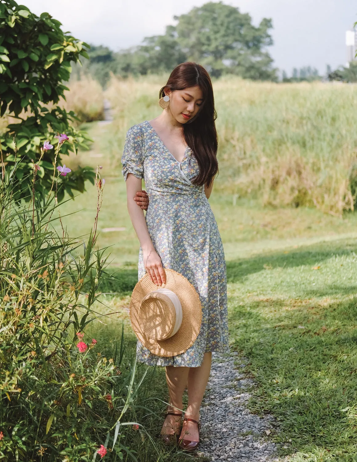 Nyla Floral Dress in Blue