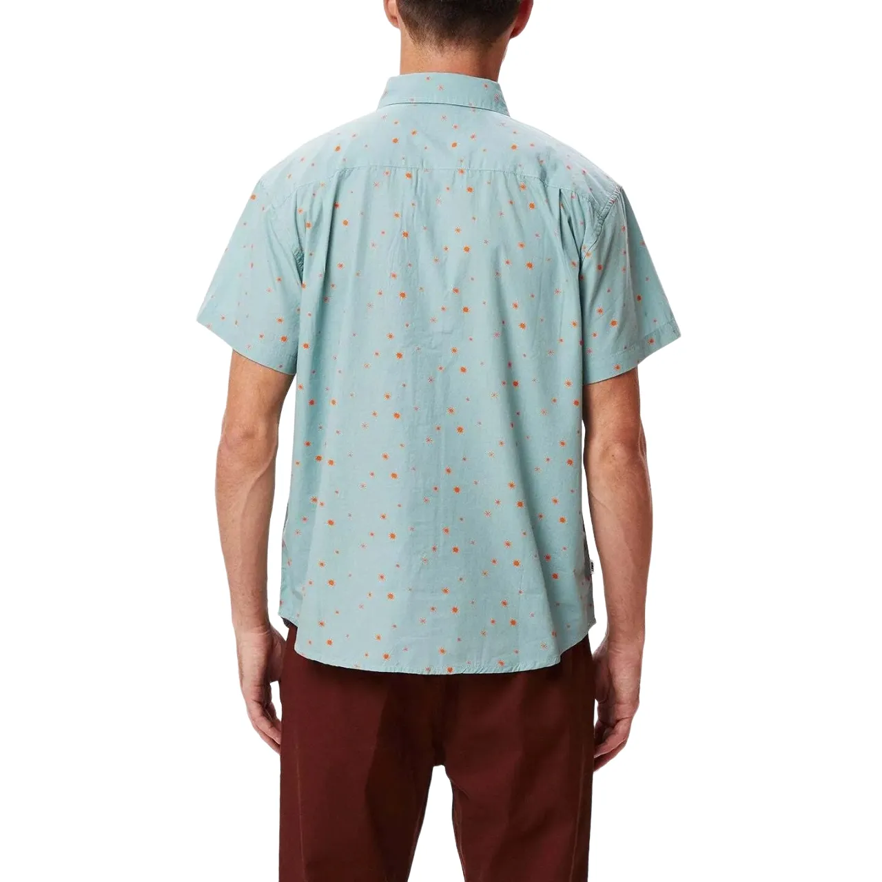 Obey Burst Woven men's short sleeve shirt 181210336 turquoise