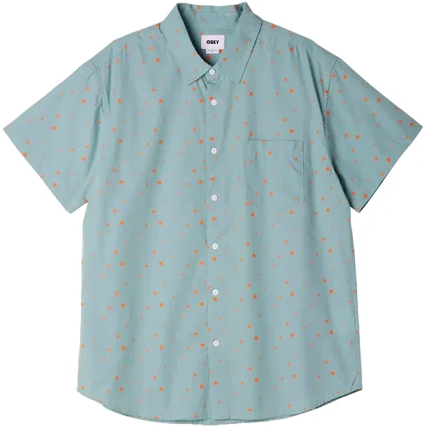 Obey Burst Woven men's short sleeve shirt 181210336 turquoise