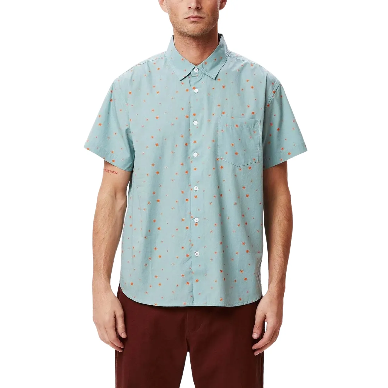 Obey Burst Woven men's short sleeve shirt 181210336 turquoise