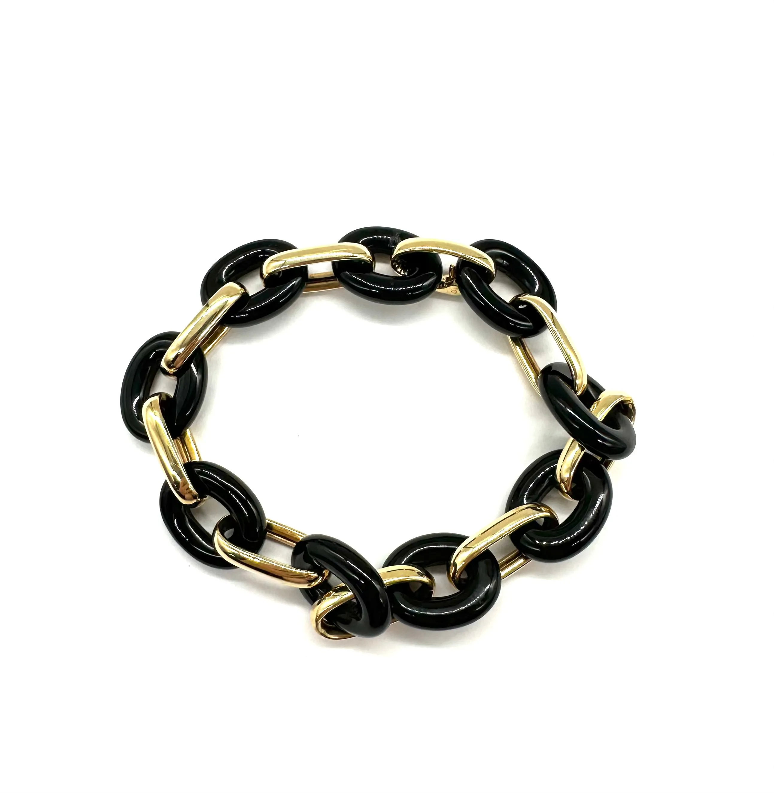 Oval Onyx Paperclip Bracelet