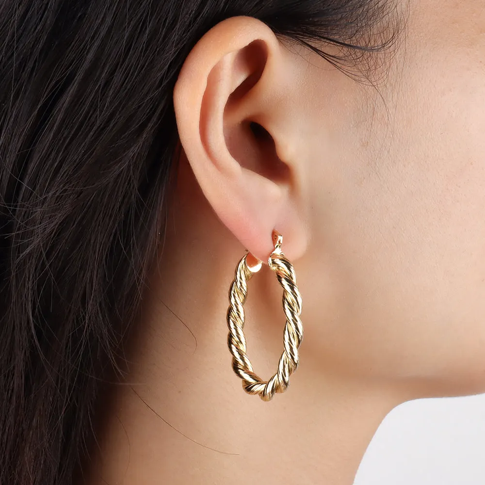 Oval Twist Hoops