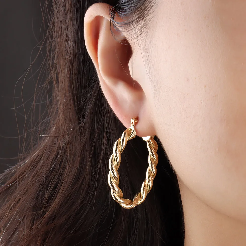 Oval Twist Hoops