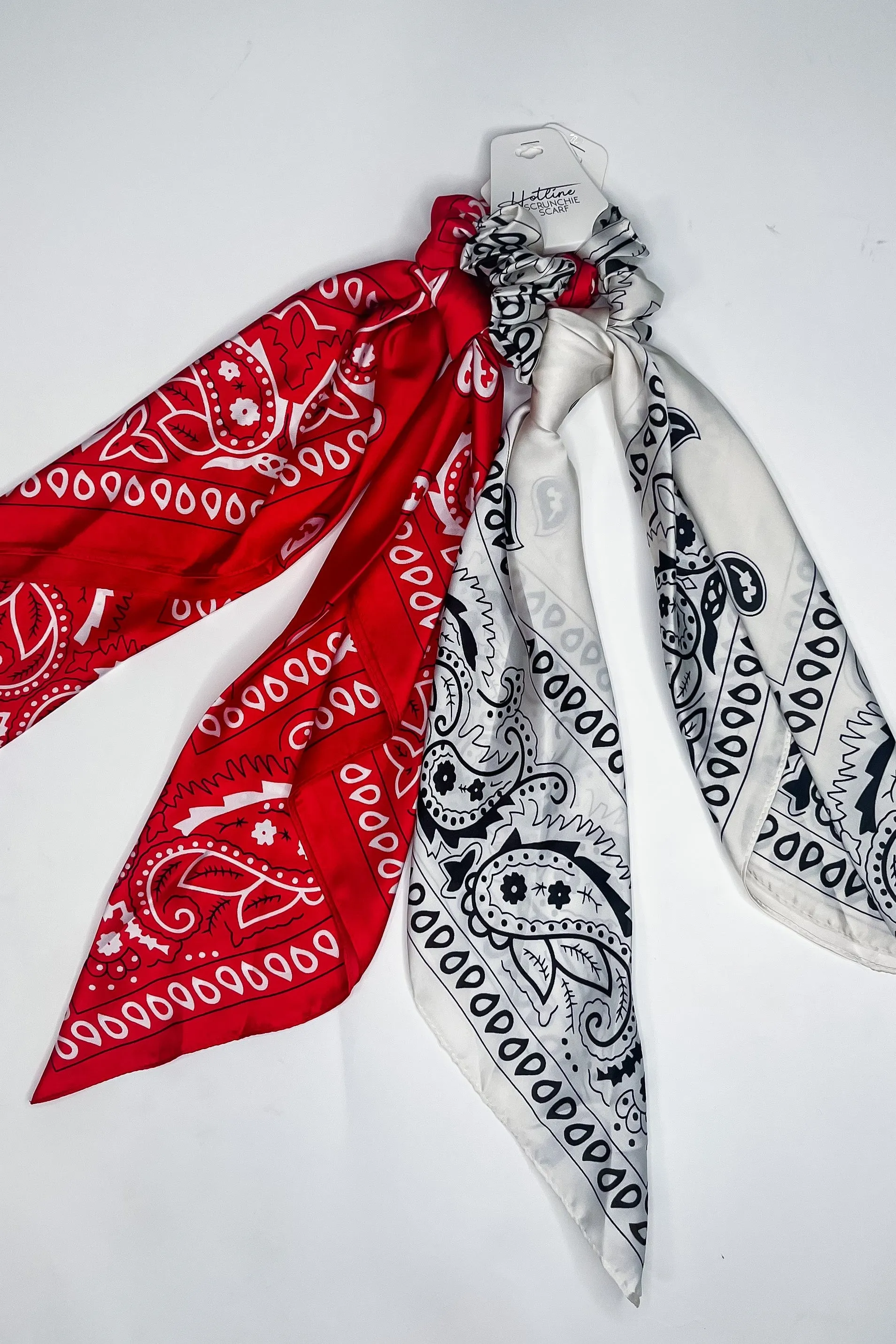 Paisley Handkerchief Scrunchie Scarves {Cream & Red}