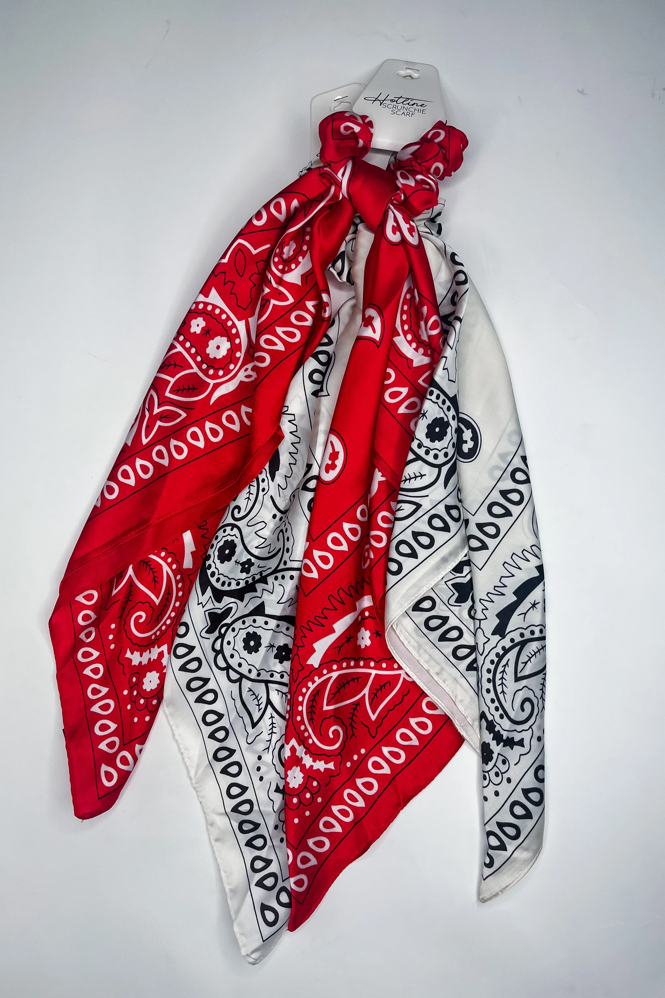 Paisley Handkerchief Scrunchie Scarves {Cream & Red}