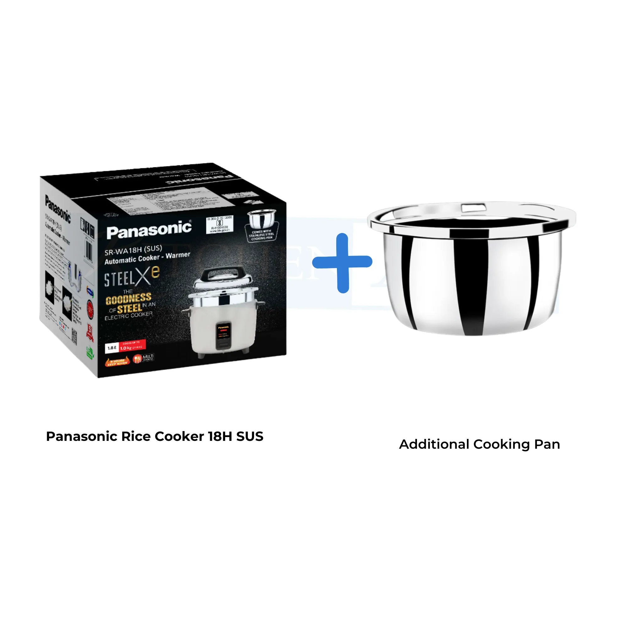 Panasonic SR-WA18H (SUS) - Premium Triply Stainless Steel Rice Cooker   additional cooking Pan