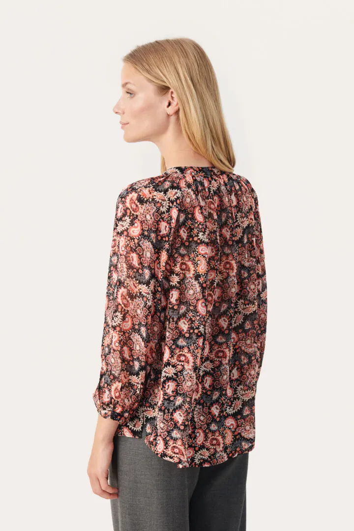 Part Two Erdonae Blouse in Black Paisley Print