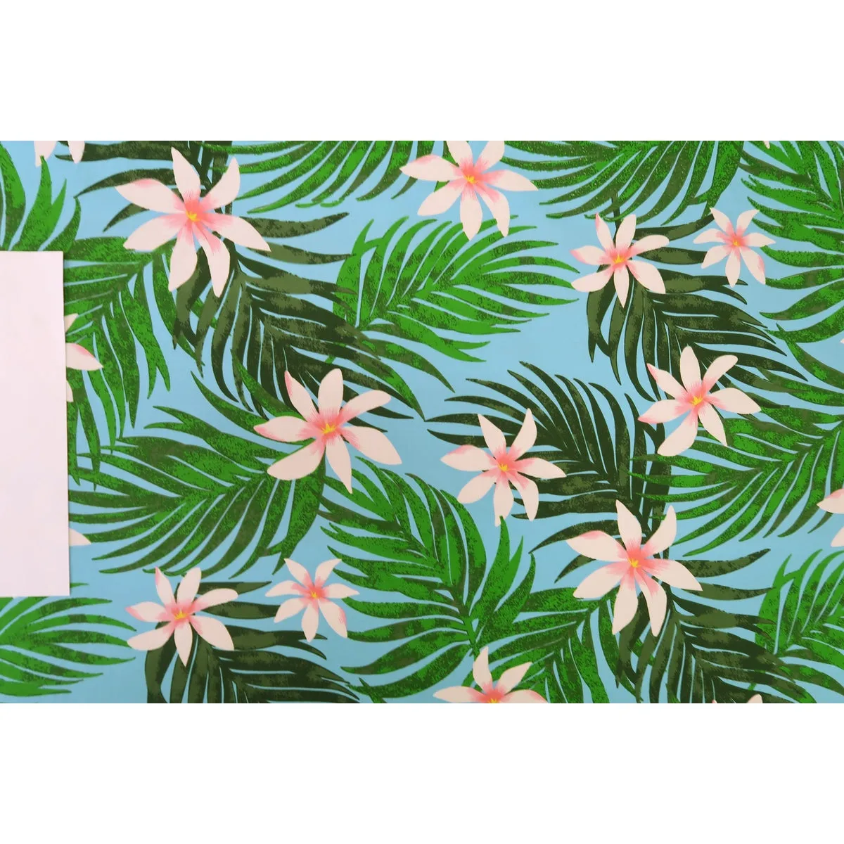 Pink Tiare with Palm Leaf | Sky Blue BLU-0001C