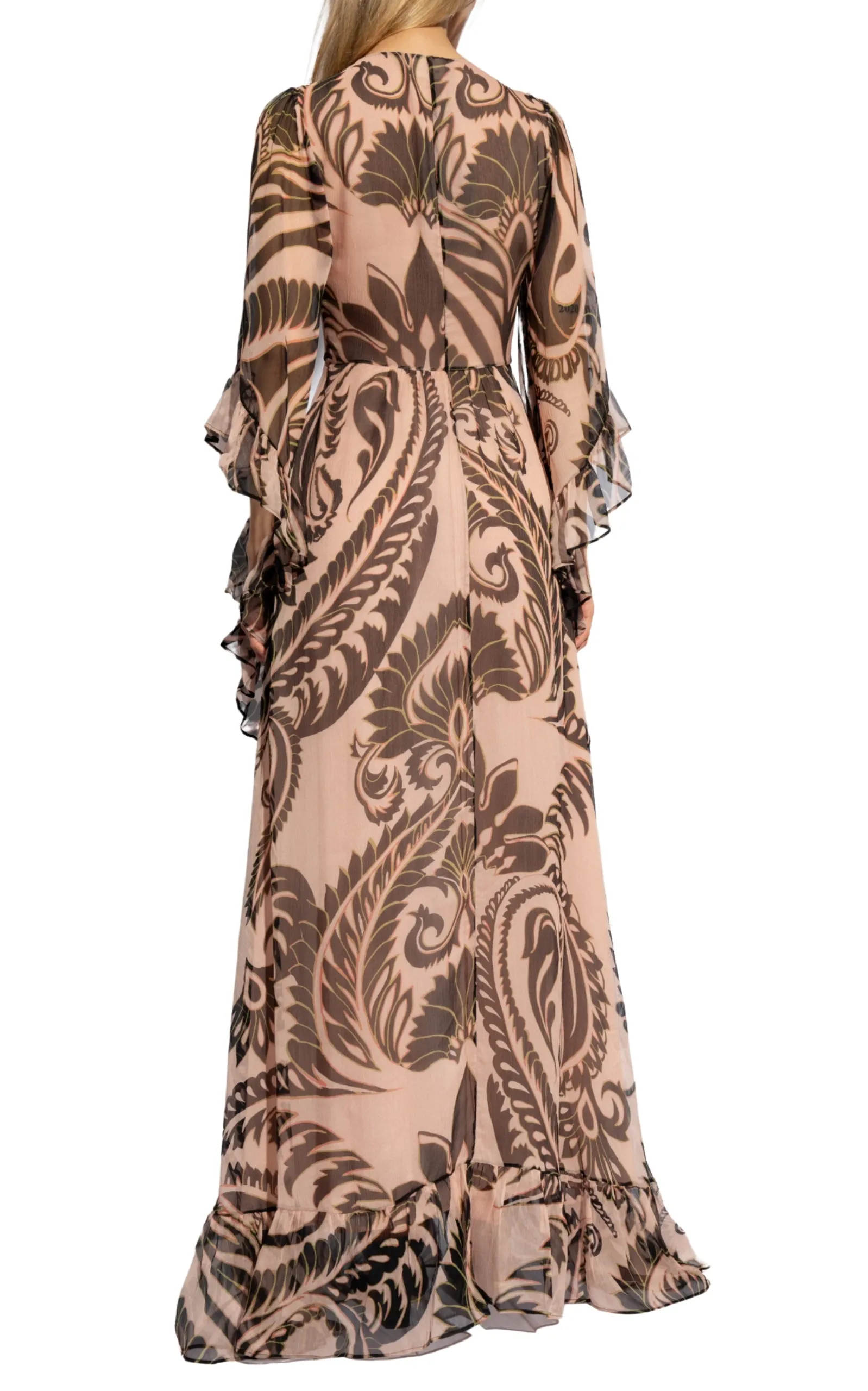 Printed V-neck Silk Dress