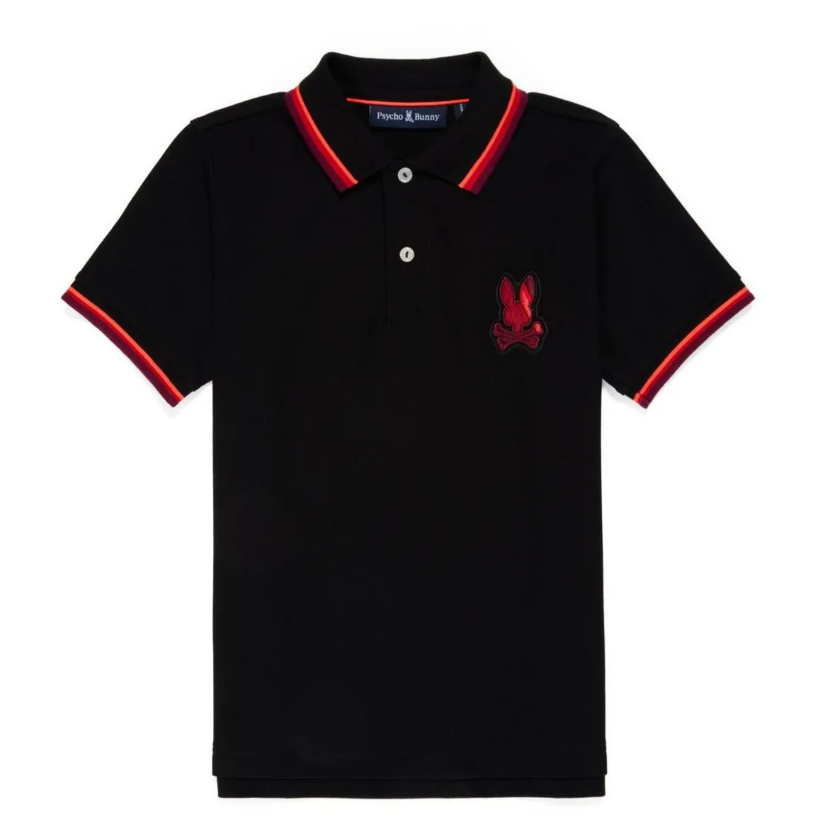 Psycho Bunny Kids Apple Valley Pique Black Polo_ B0k600a2pc-001