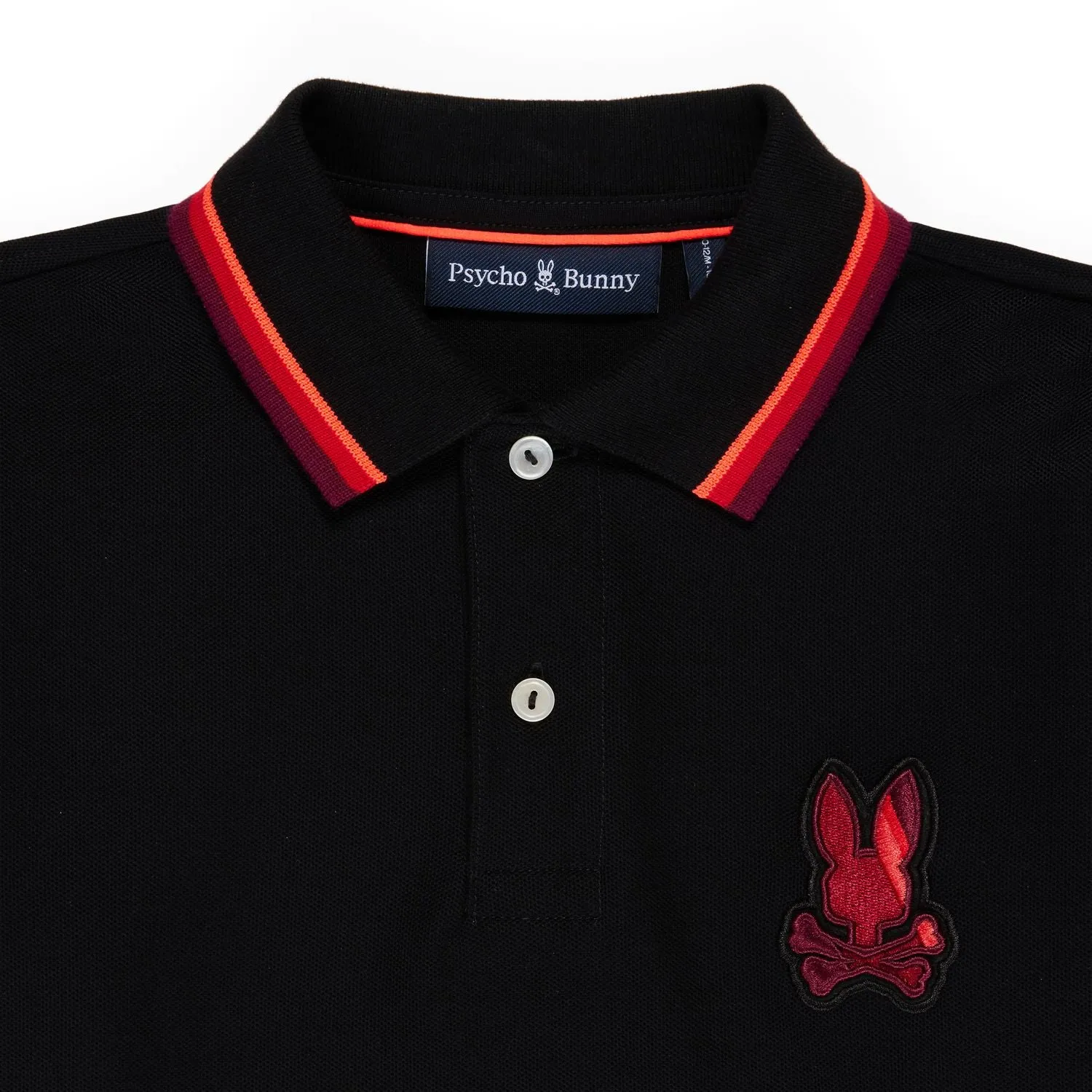 Psycho Bunny Kids Apple Valley Pique Black Polo_ B0k600a2pc-001