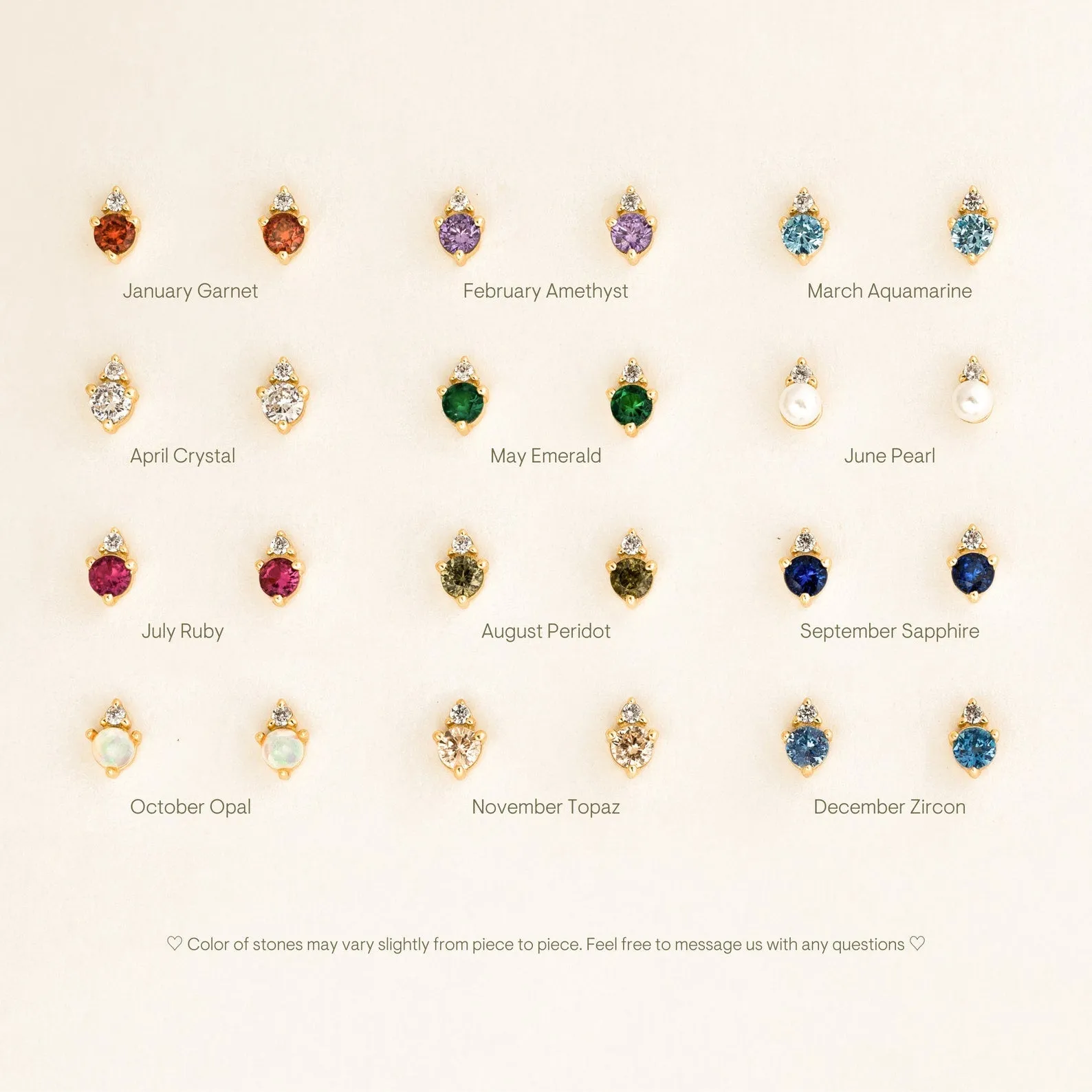 Raindrop Birthstone Studs