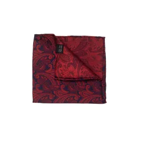 Red Paisley Silk Pocket Square