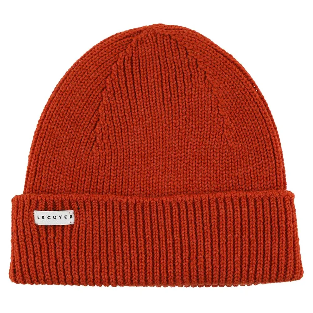 Ribbed Merino Beanie / Orange