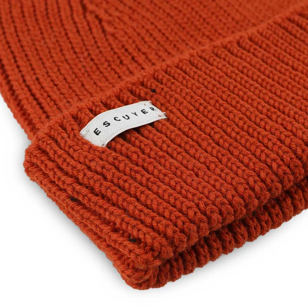 Ribbed Merino Beanie / Orange