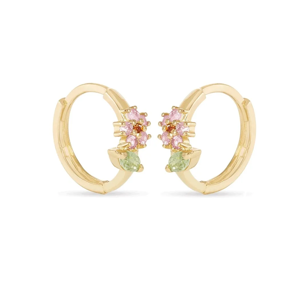 Rosy Flower Hoop Earrings