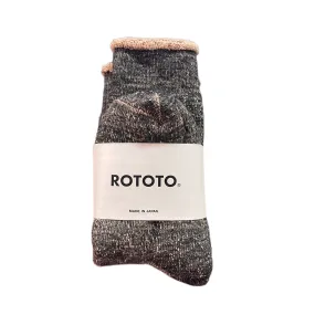 ROTOTO Double Face Socks Black Brown