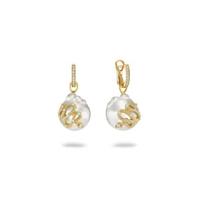 SERPENT'S DELIGHT WHITE SOUTH SEA PEARL DROP EARRINGS