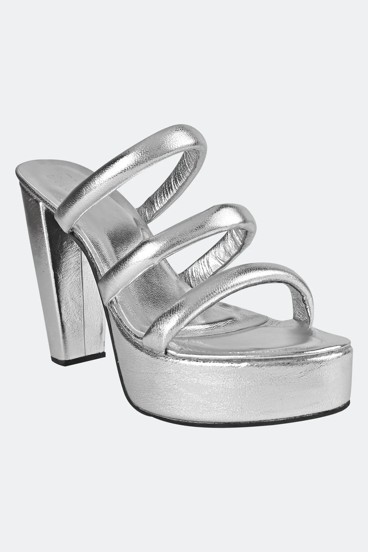 Silver Three Strap Platform For Women