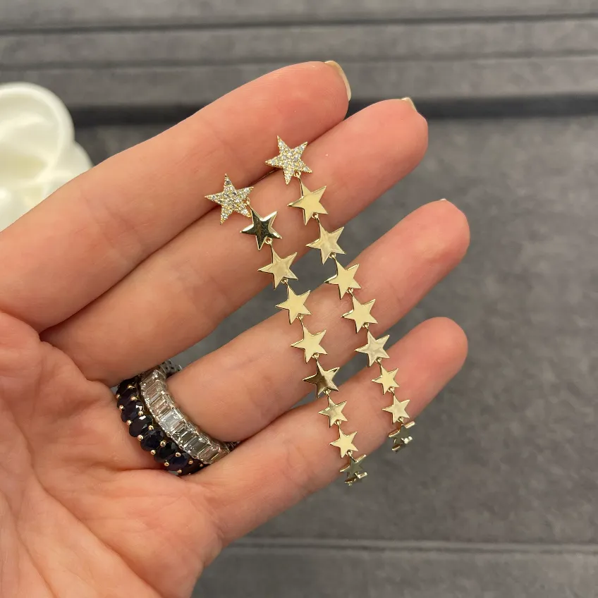 Statement Solid Dangling Star Earrings