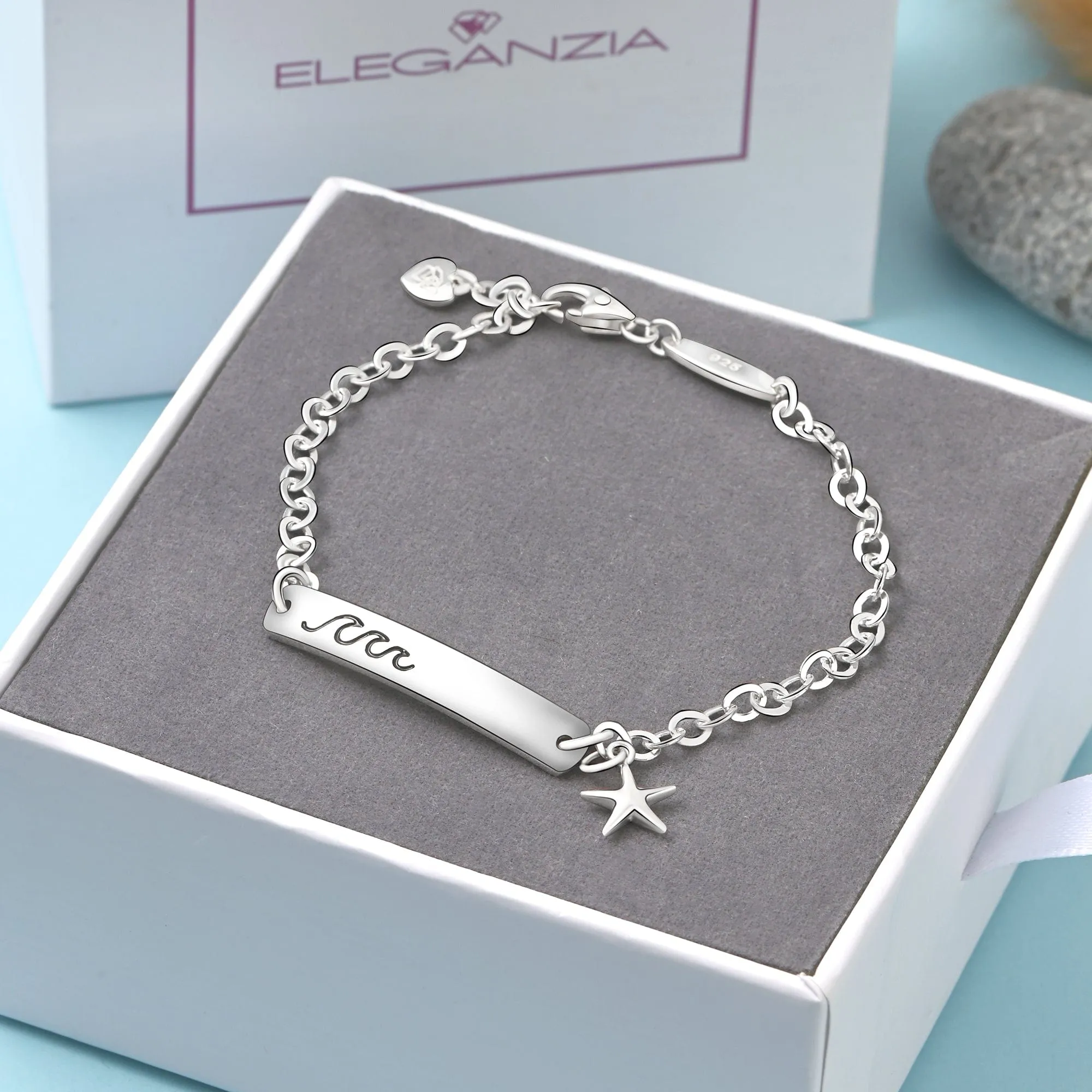 Summer Wave Sterling Silver Bracelet with Starfish