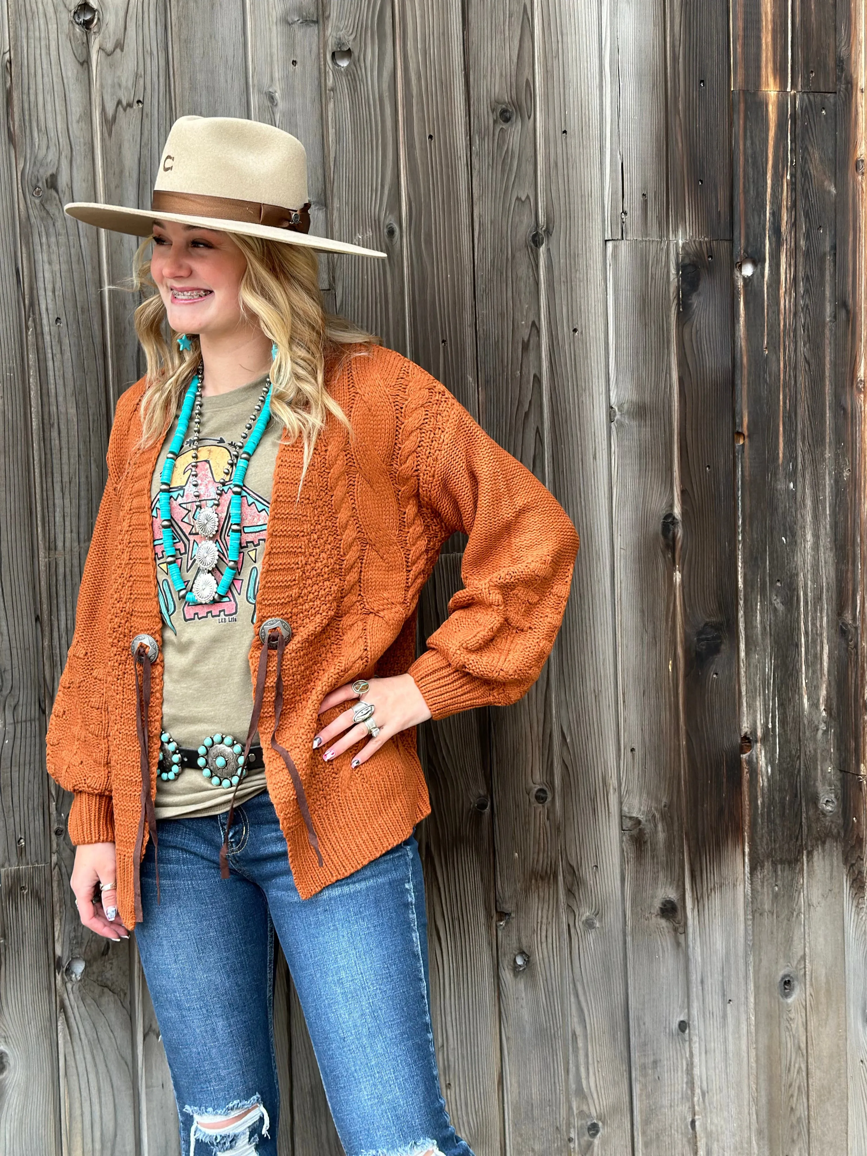 The Colors of Fall Concho Cardigan Sweater