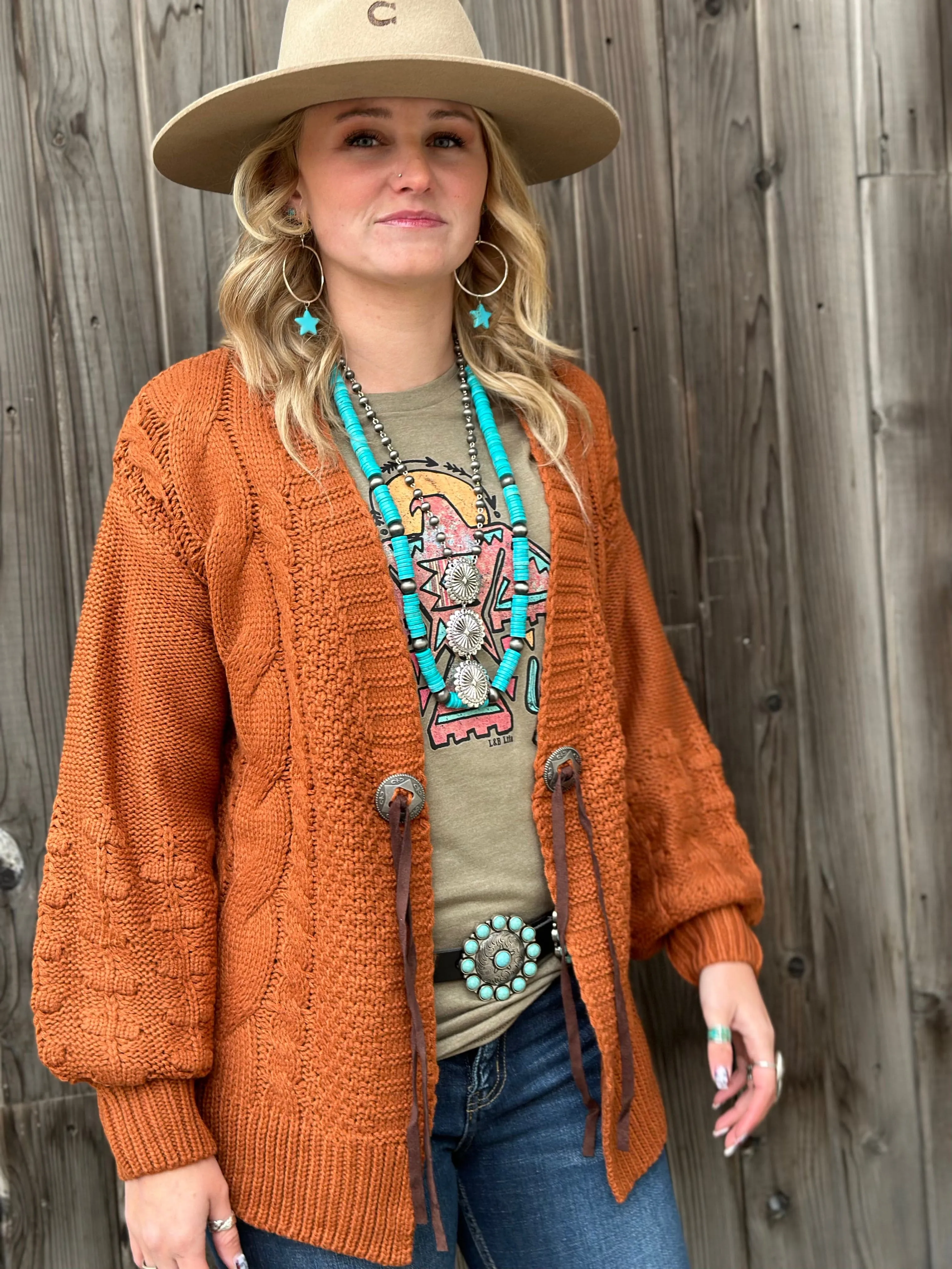 The Colors of Fall Concho Cardigan Sweater