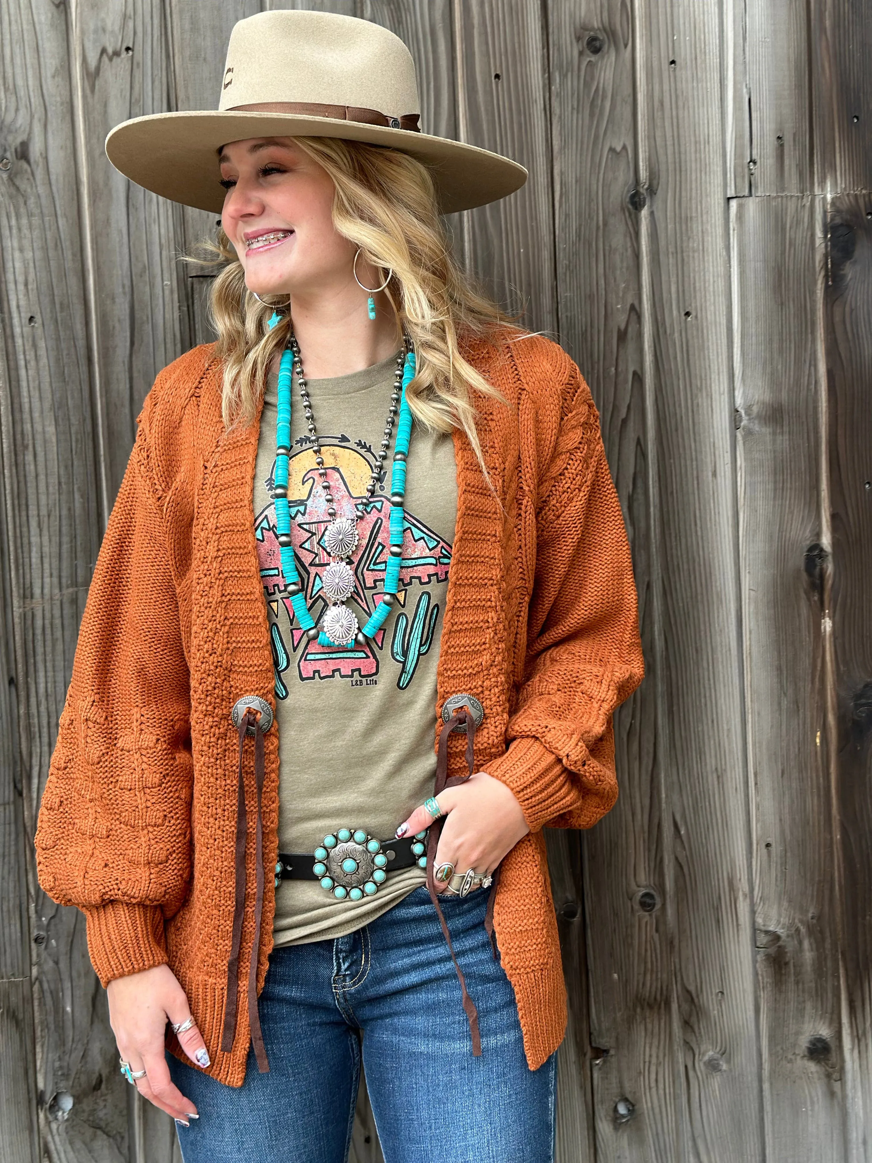 The Colors of Fall Concho Cardigan Sweater