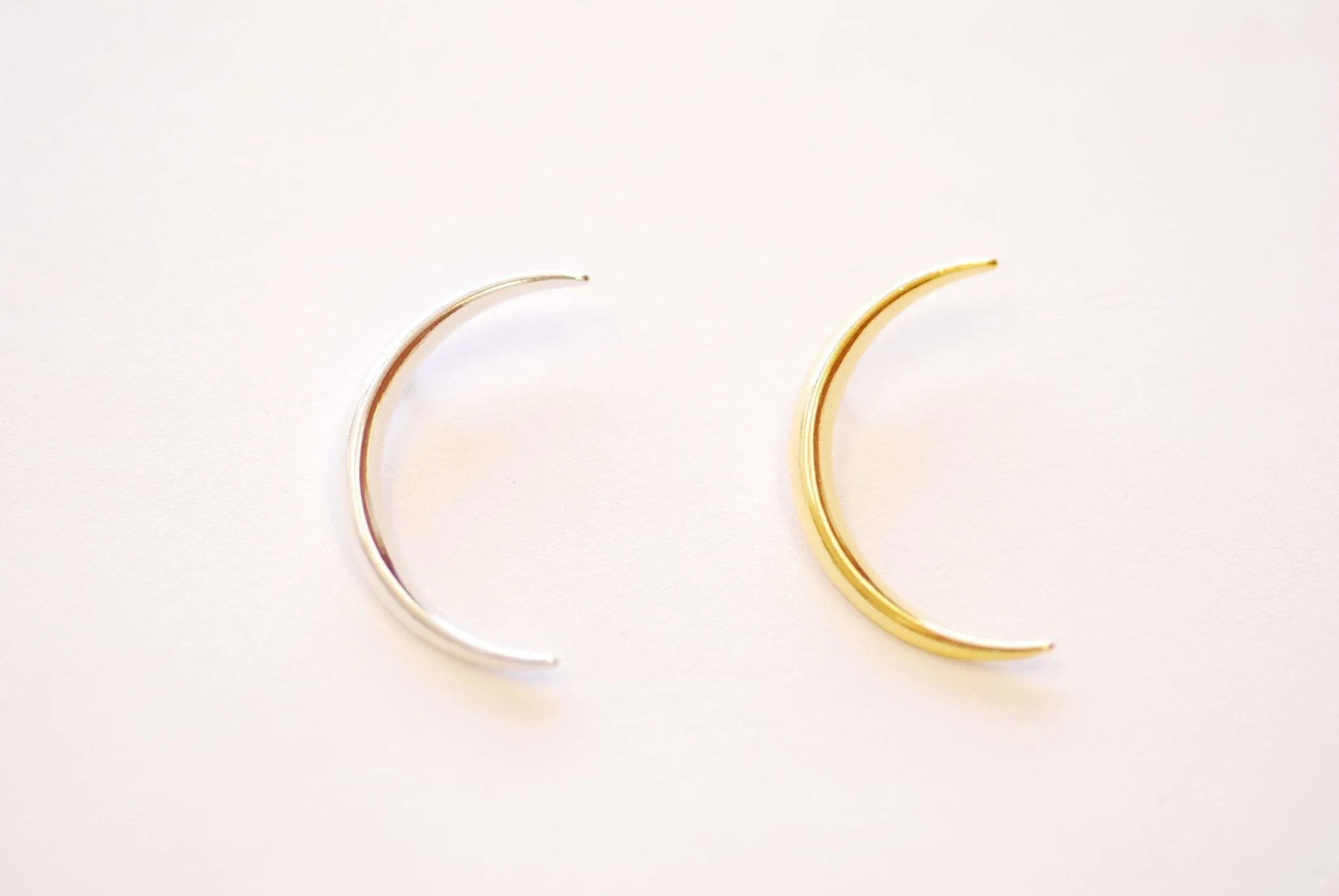 Thin Slender Wholesale Moon Pendant Charm - Vermeil 18k gold plated 925 sterling silver, Gold or silver Half moon Waning Moon Crescent Moon